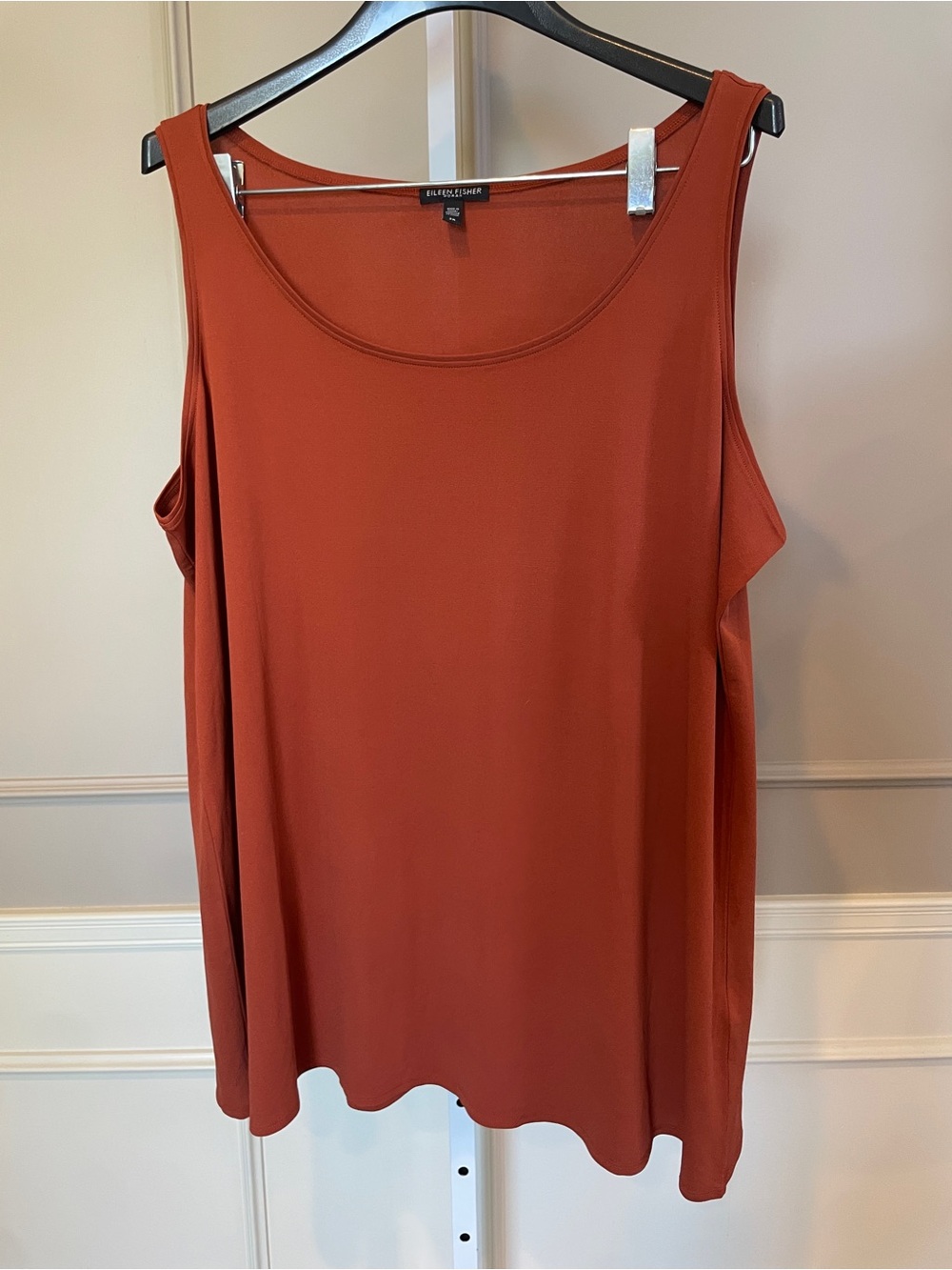 Eileen Fisher 3X Rust Orange Brown 100% Silk Tank Top Shell Base Layer Like New